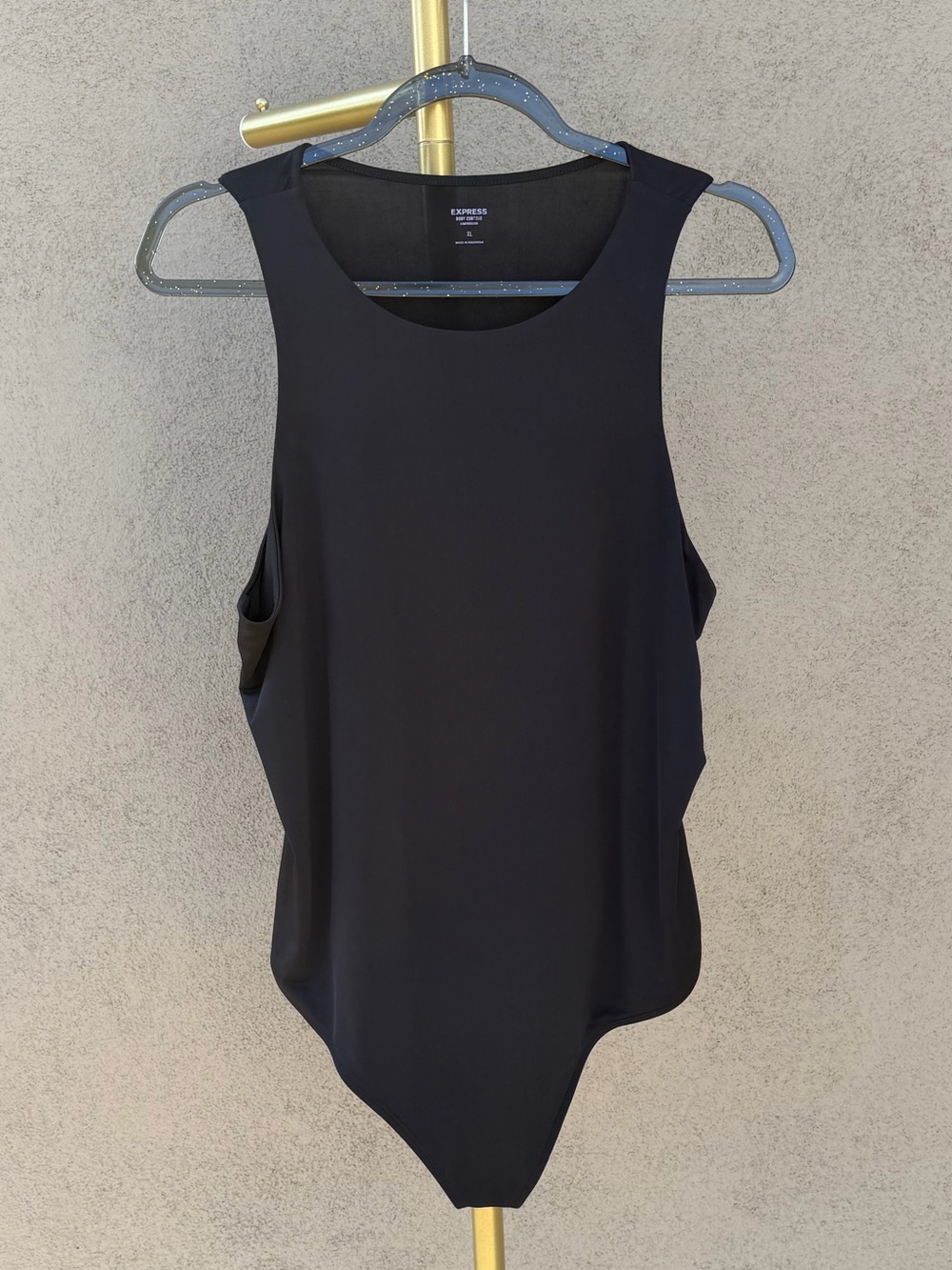 Express Body Contour Black Scoop Neck Bodysuit XL NWOT